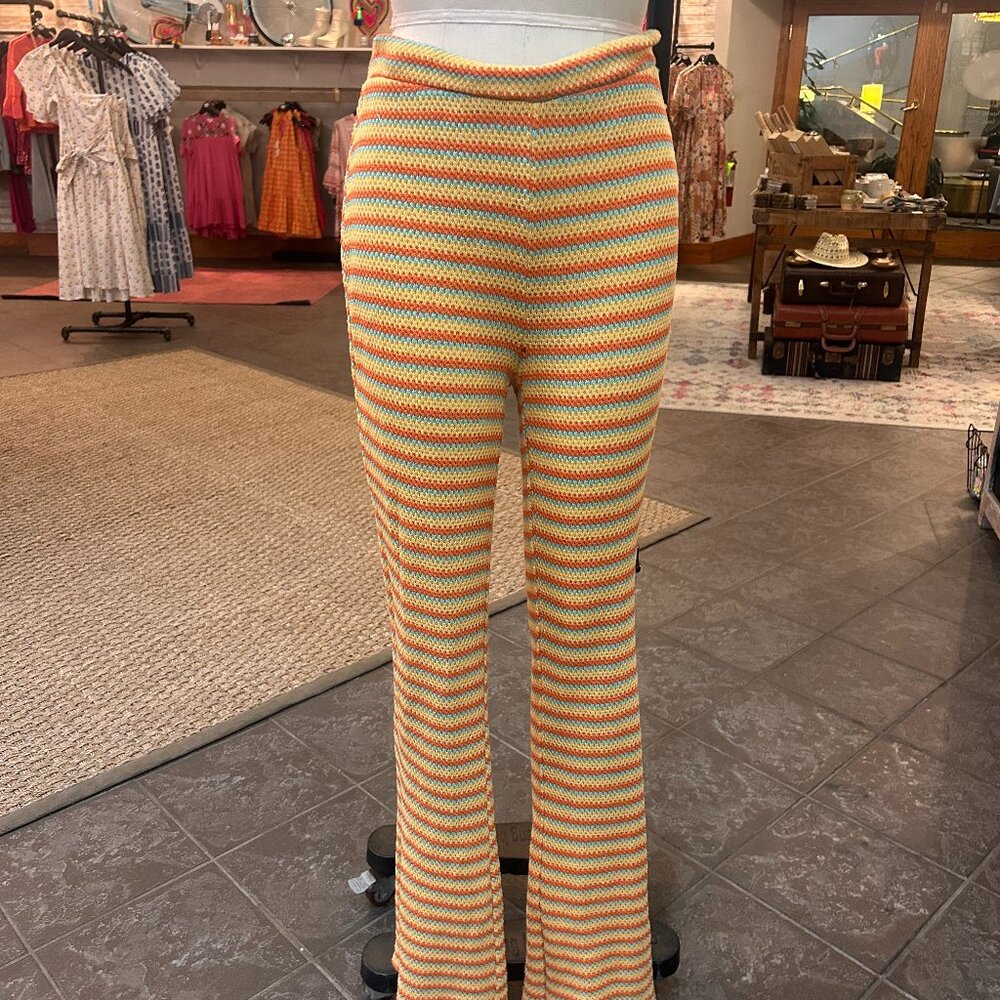 Multicolor Knit Flare Pants
